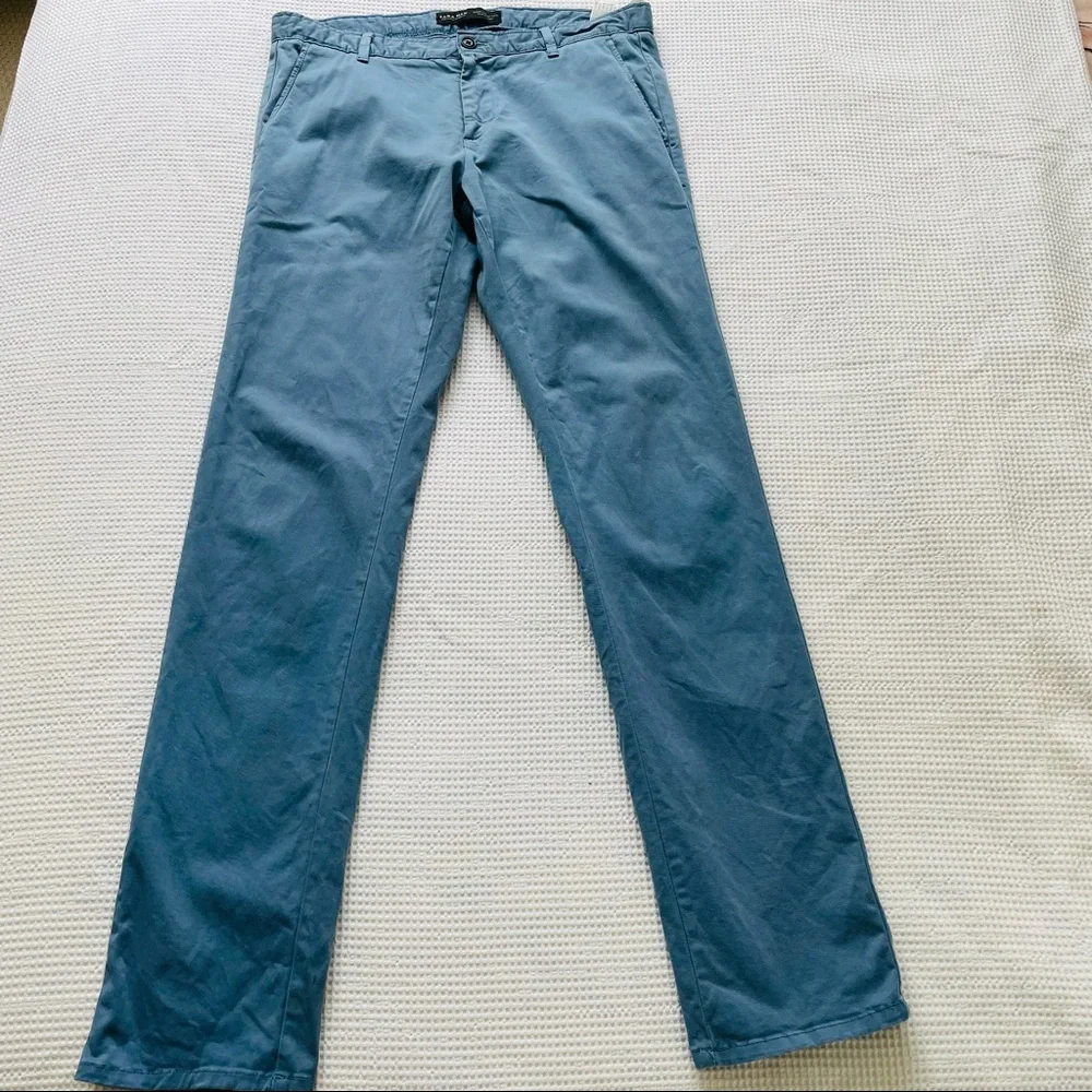 ZARA MAN Blue Chinos Pants Size 34 Smart Casual Office Work Corporate Event - Picture 2 of 9